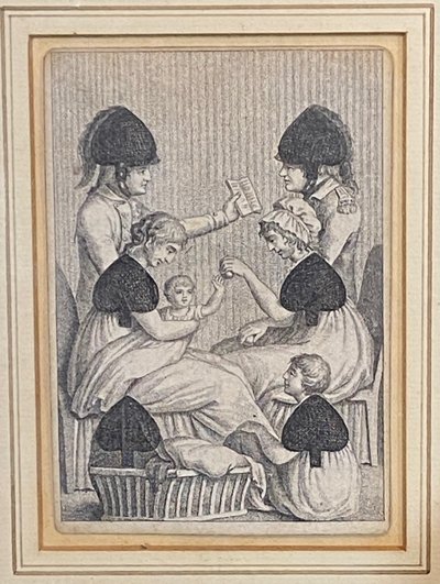 Playing cards - Queen and King of Clubs and the 6 of Spades - Empire period