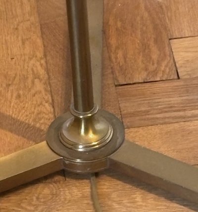 Maison CHARLES (Signed) Tripod floor lamp in brass and gilded bronze.