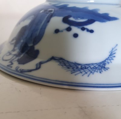 Late Qing blue and white porcelain bowl with immortals; 19th c China