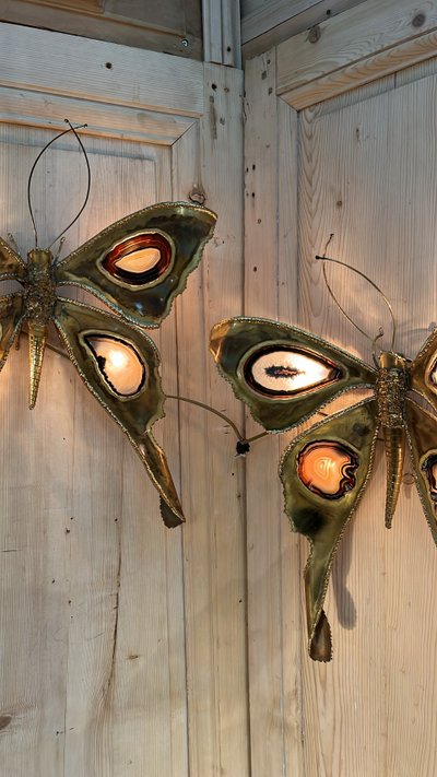 Henri FERNANDEZ Pair of Papillon sconces