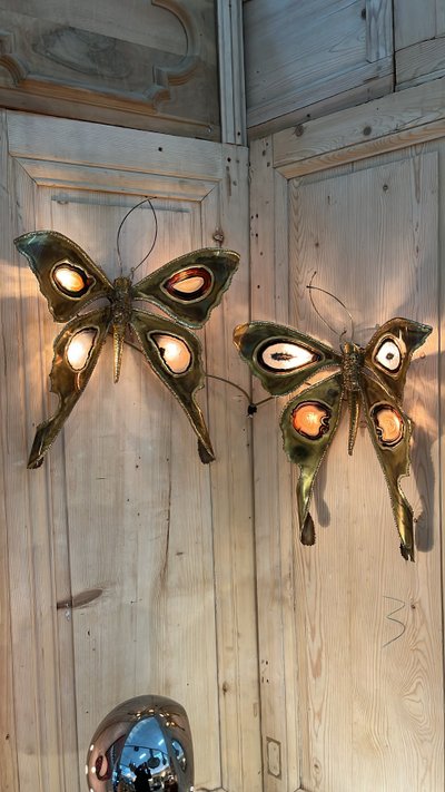 Henri FERNANDEZ Pair of Papillon sconces