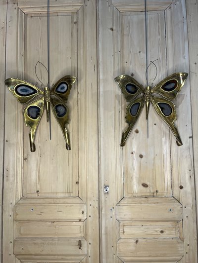 Henri FERNANDEZ Pair of Papillon sconces