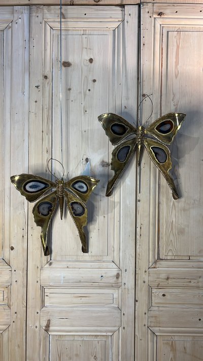 Henri FERNANDEZ Pair of Papillon sconces
