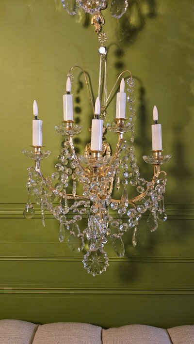 Set of 4 Bronze and Crystal Wall Lights – 19th Century