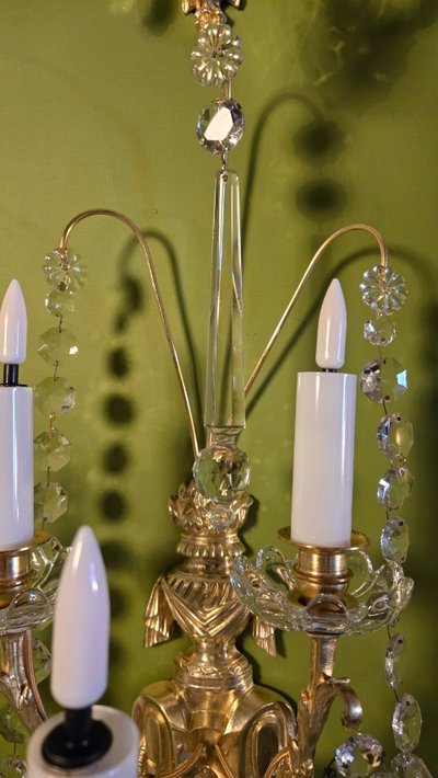 Set of 4 Bronze and Crystal Wall Lights – 19th Century