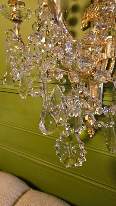 Set of 4 Bronze and Crystal Wall Lights – 19th Century