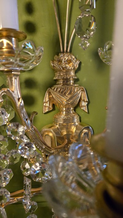 Set of 4 Bronze and Crystal Wall Lights – 19th Century