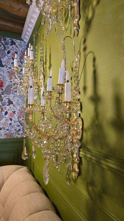 Set of 4 Bronze and Crystal Wall Lights – 19th Century