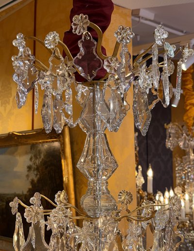 French 18th Century Stem-Shaped Gilt Bronze and Cut Crystal Chandelier Circa 1760-1770