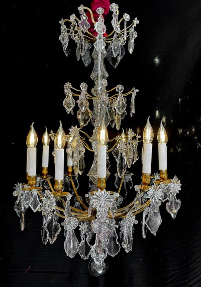 French 18th Century Stem-Shaped Gilt Bronze and Cut Crystal Chandelier Circa 1760-1770