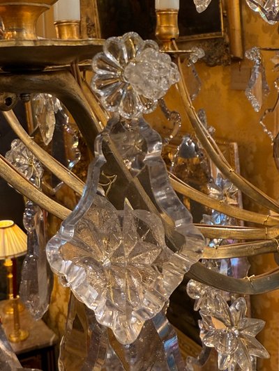 French 18th Century Stem-Shaped Gilt Bronze and Cut Crystal Chandelier Circa 1760-1770