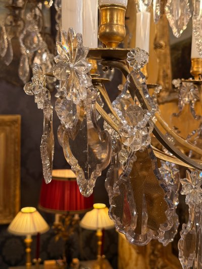 French 18th Century Stem-Shaped Gilt Bronze and Cut Crystal Chandelier Circa 1760-1770