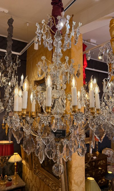 French 18th Century Stem-Shaped Gilt Bronze and Cut Crystal Chandelier Circa 1760-1770