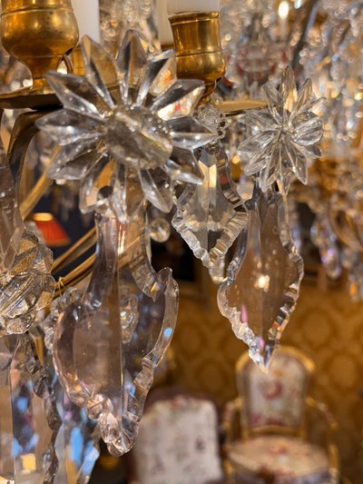 French 18th Century Stem-Shaped Gilt Bronze and Cut Crystal Chandelier Circa 1760-1770