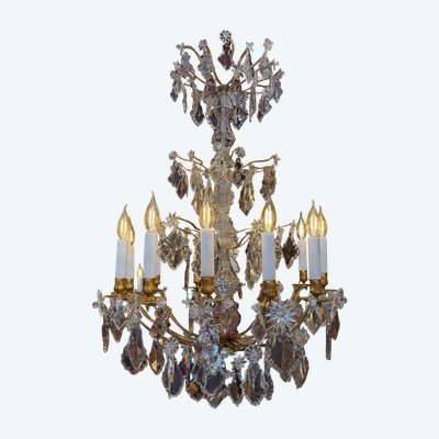 French 18th Century Stem-Shaped Gilt Bronze and Cut Crystal Chandelier Circa 1760-1770