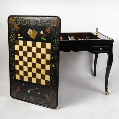 Games Table for Chess, Checkers, and Tric-Trac with Marquetry and Painting, Louis XV Period circa 17