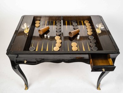 Games Table for Chess, Checkers, and Tric-Trac with Marquetry and Painting, Louis XV Period circa 17