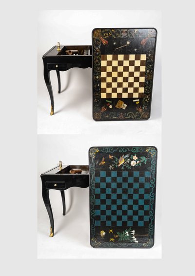 Games Table for Chess, Checkers, and Tric-Trac with Marquetry and Painting, Louis XV Period circa 17
