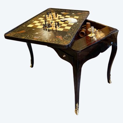 Games Table for Chess, Checkers, and Tric-Trac with Marquetry and Painting, Louis XV Period circa 17