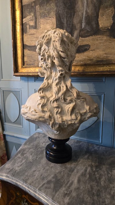 Busto di giovane donna, calco in gesso patinato, periodo Napoleone III