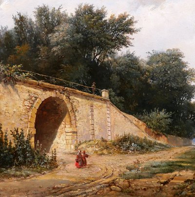 Christian BRUNE 1793-1849 Landschaft mit einer Brücke, Gemälde um 1820-30 Romantik Bertin