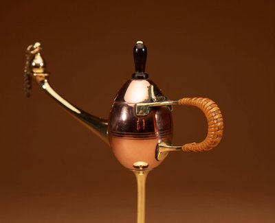  Lampada a olio a forma di sigaro in stile Art Nouveau di Jan Eisenlöffel, progettata per WMF, circa 1900.