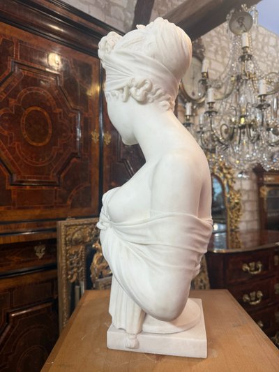 BUSTO IN MARMO MADAME RECAMIER FIRMATO PUGI