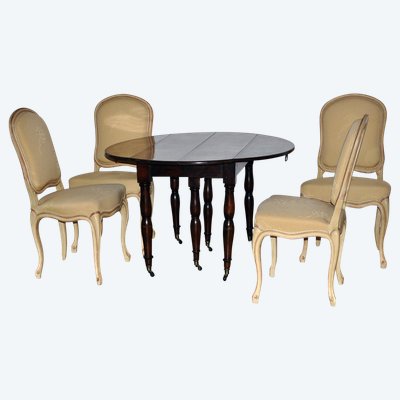 Set of four Louis XV style re-encased beech chairs, late 19th century