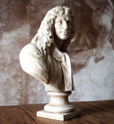 Sculpture Buste en terre cuite de Sèvres de Molière d'après Jean Antoine Houdon