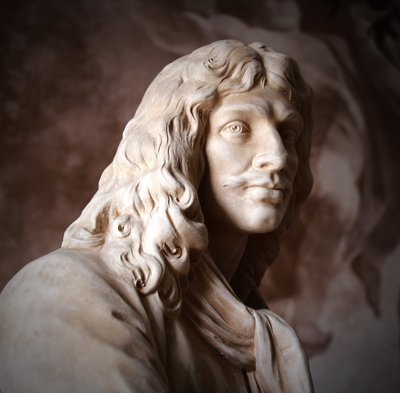 Sculpture Buste en terre cuite de Sèvres de Molière d'après Jean Antoine Houdon
