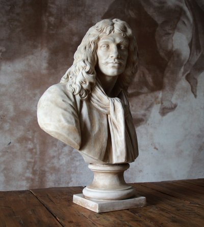 Sculpture Buste en terre cuite de Sèvres de Molière d'après Jean Antoine Houdon