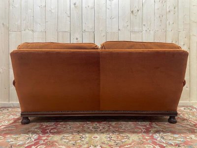 Orange velvet catering sofa