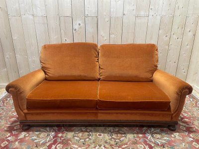 Orange velvet catering sofa
