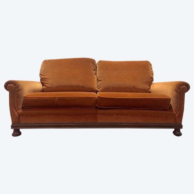 Orange velvet catering sofa