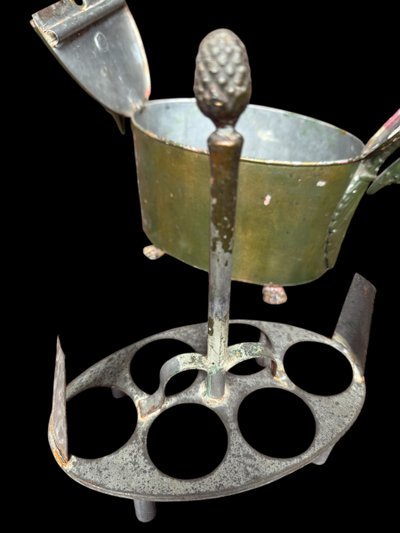Green sheet metal egg dish / egg box, Empire / Restoration period