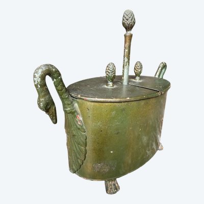 Green sheet metal egg dish / egg box, Empire / Restoration period