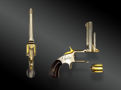RIVOLVER SMITH & WESSON n. 1 1/2§th issue, placcato in nichel e oro, Stati Uniti tra il 1868 e il 1875