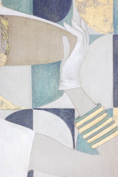 Tela dipinta raffigurante un'elegante donna degli anni Cinquanta. Contemporaneo.  LS6438B678P