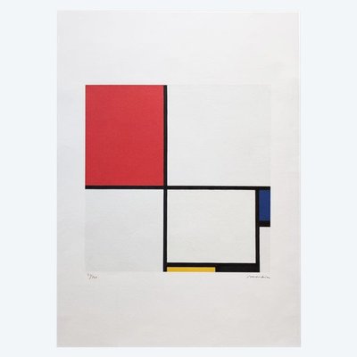 1970 Gorgeous "After" Piet Mondrian "Composition No. III" Lithographie à édition limitée