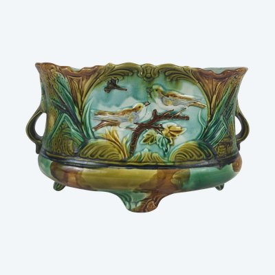 Planter in barbotine - Faïencerie de Nimy 19th century
