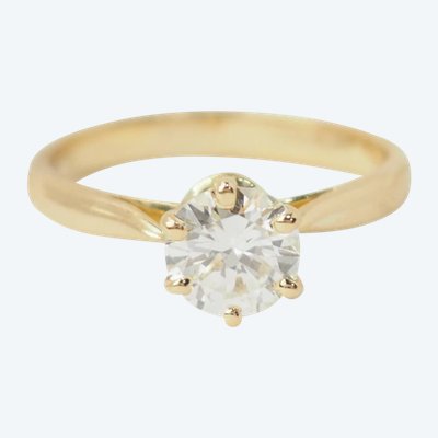 Bague solitaire en or jaune et diamant 0.97ct 