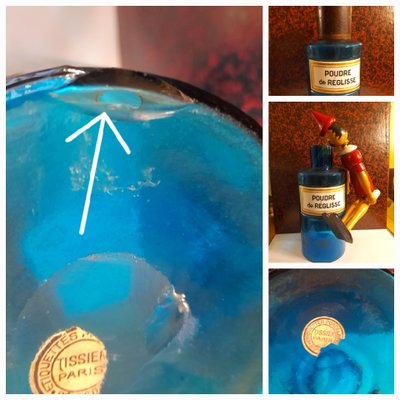 6 blue glass apothecary jars