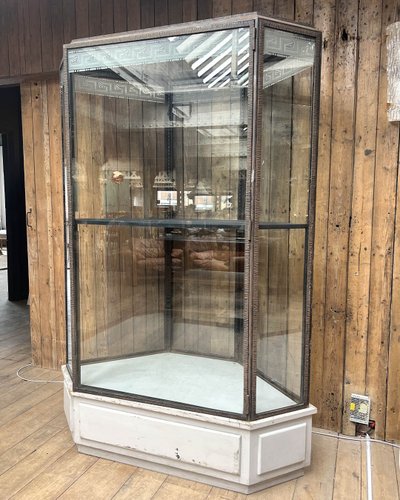 Hammered iron display cabinet