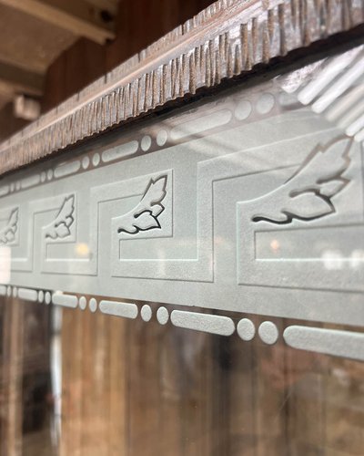 Hammered iron display cabinet