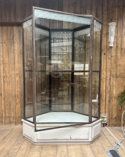 Hammered iron display cabinet