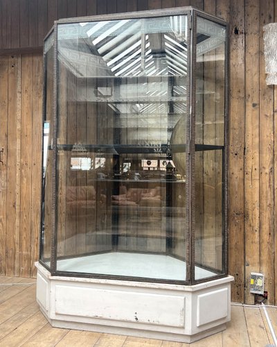 Hammered iron display cabinet