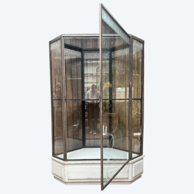 Hammered iron display cabinet