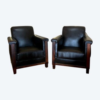 Paire De Fauteuils Club, XXe Siècle
