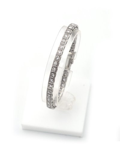 Bracciale tennis Art Déco con 4 carati di diamanti in platino e oro 18 carati, Bracciale Art Déco, Linea di diamanti