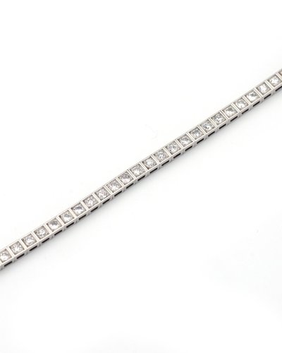 Bracciale tennis Art Déco con 4 carati di diamanti in platino e oro 18 carati, Bracciale Art Déco, Linea di diamanti